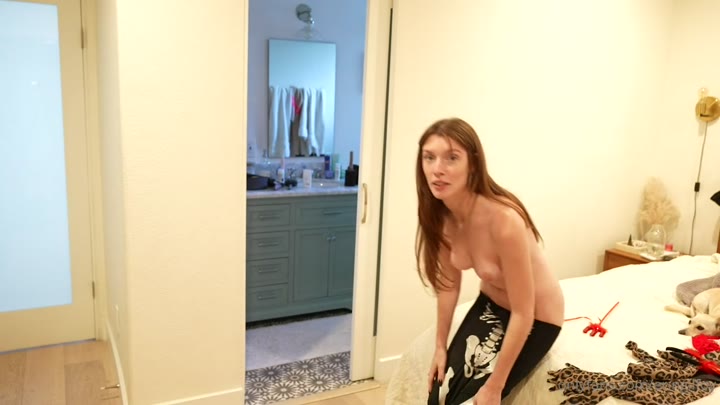 cow girl Erin Gilfoy showing off with dildo inners