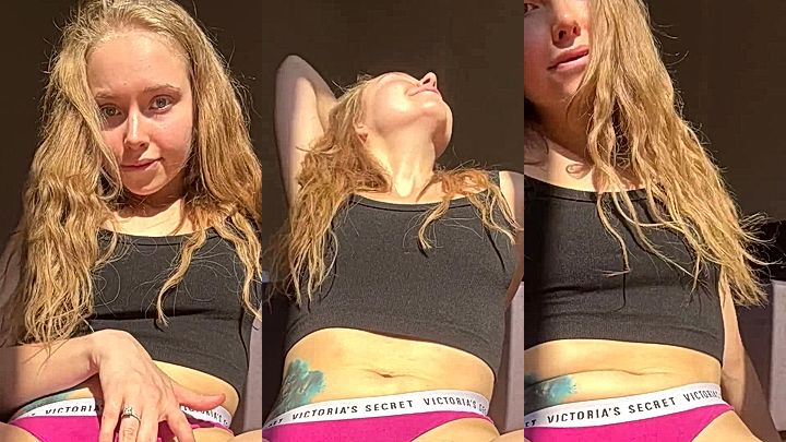 horny teen Baby Riley pushing her panties aside