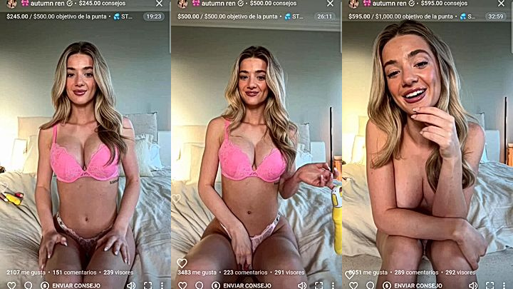 Autumren teasing her sexy body during live stream