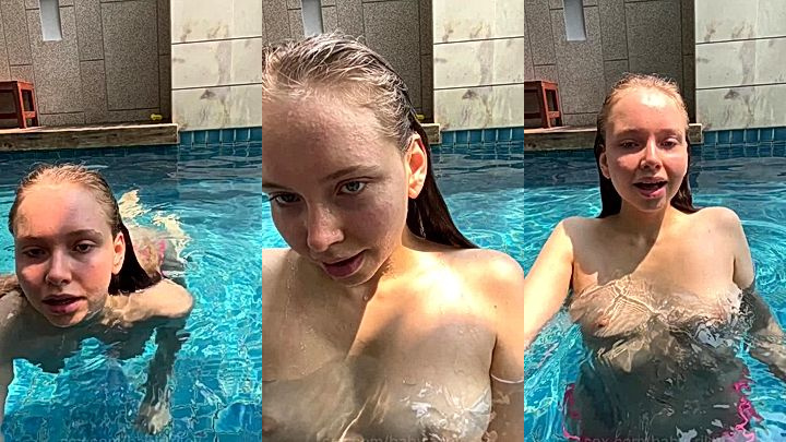 onlyfans teen Baby Riley playing naked in the pool video leaked