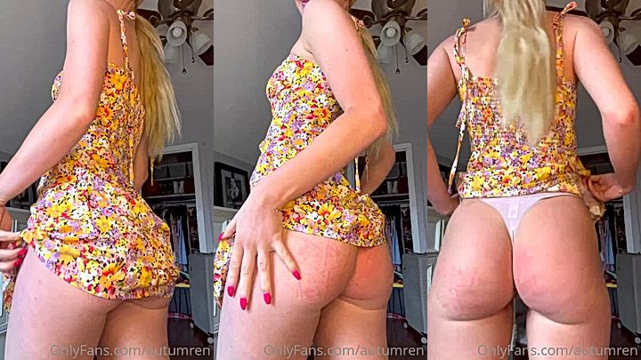 Autumren teasing her big butt in her cute sundress