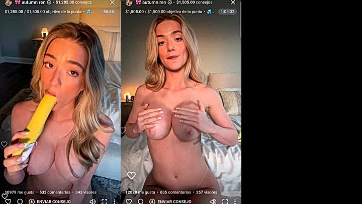 cute girl Autumren sucking on a yellow dildo during live stream video leaked