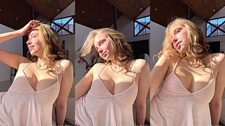 Baby Riley tasing in her see-through night gown
