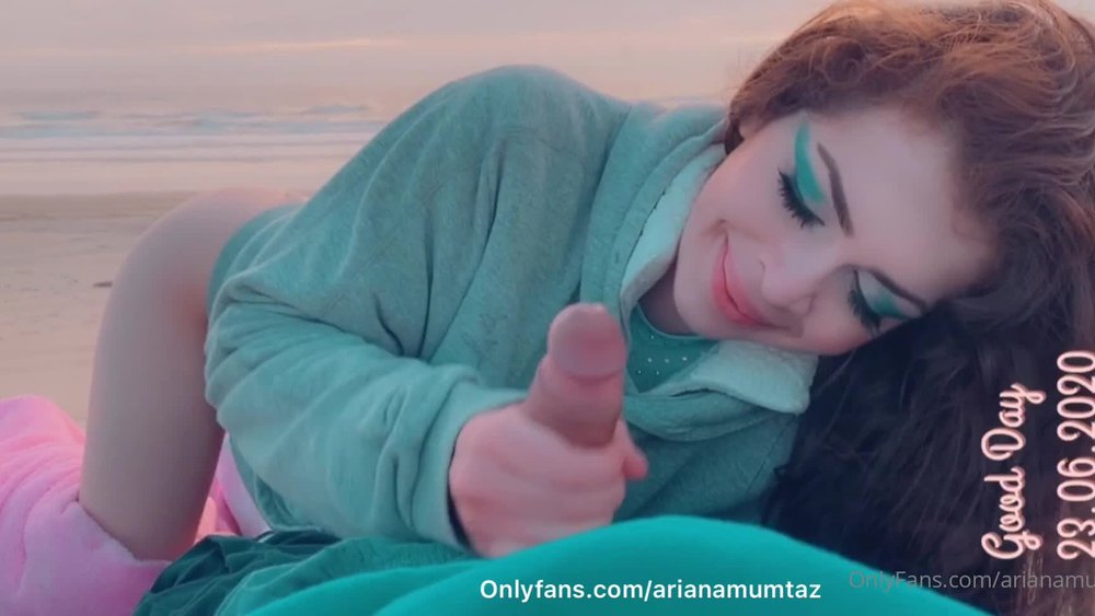 Ariana Mumtaz jerking off a big cock on the public beach onlyfans leak