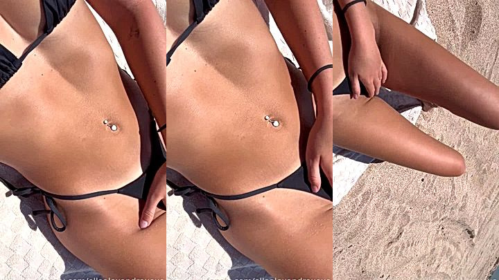 Australian girl Ellaalexandraxo playing in her bikini by the beach