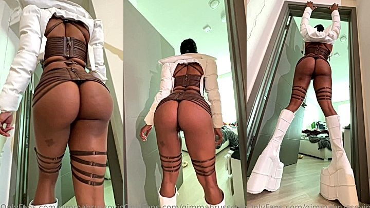 ebony hot babe Qimmah Russo walking her big booty
