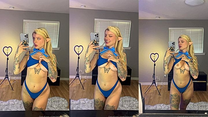 blonde babe Imsadspice cosplays as a sexy elf