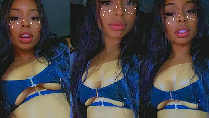 sexy babe Qimmah Russo flaunting her big tits in the car
