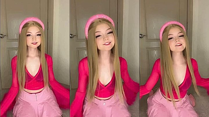 sexy teen Strawbeariemilkk showing off her red outfit