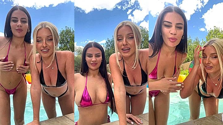 sexy babes Charlotte Parkes pool strip party live stream