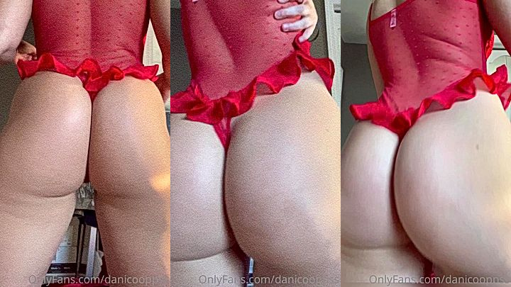 Danicooppss showing off her oiled up big ass in her red lingerie