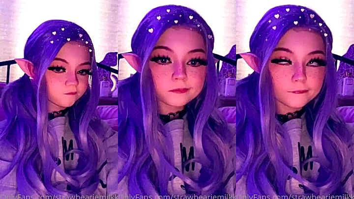cute teen Strawbeariemilkk pouting her cheeks