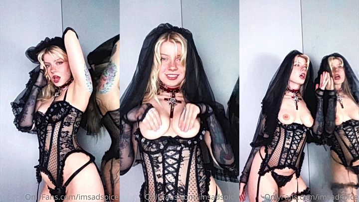 onlyfans sexy girl Imsadspice sexy nun black lingerie video leaked