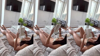 hot girl Aishah Sofey reading a book in her sexy lingerie
