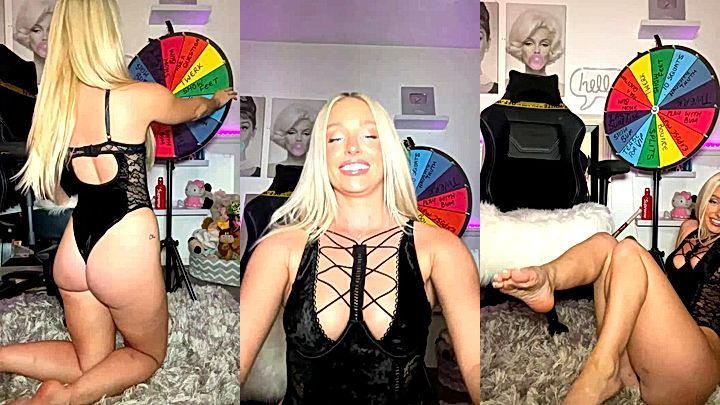british blonde babe Charlotte Parkes spin the wheel play with her onlyfans video leaked