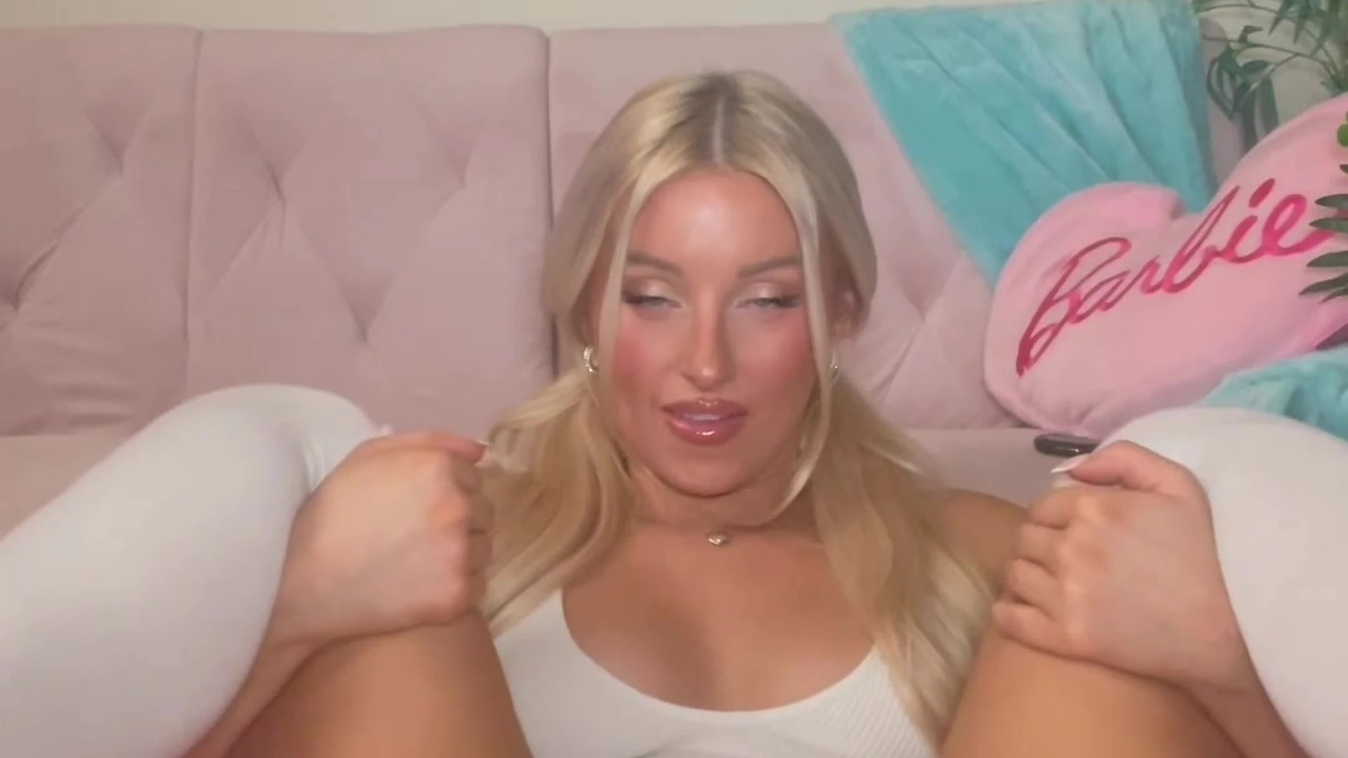 british blonde babe Charlotte Parkes spreading her legs for you