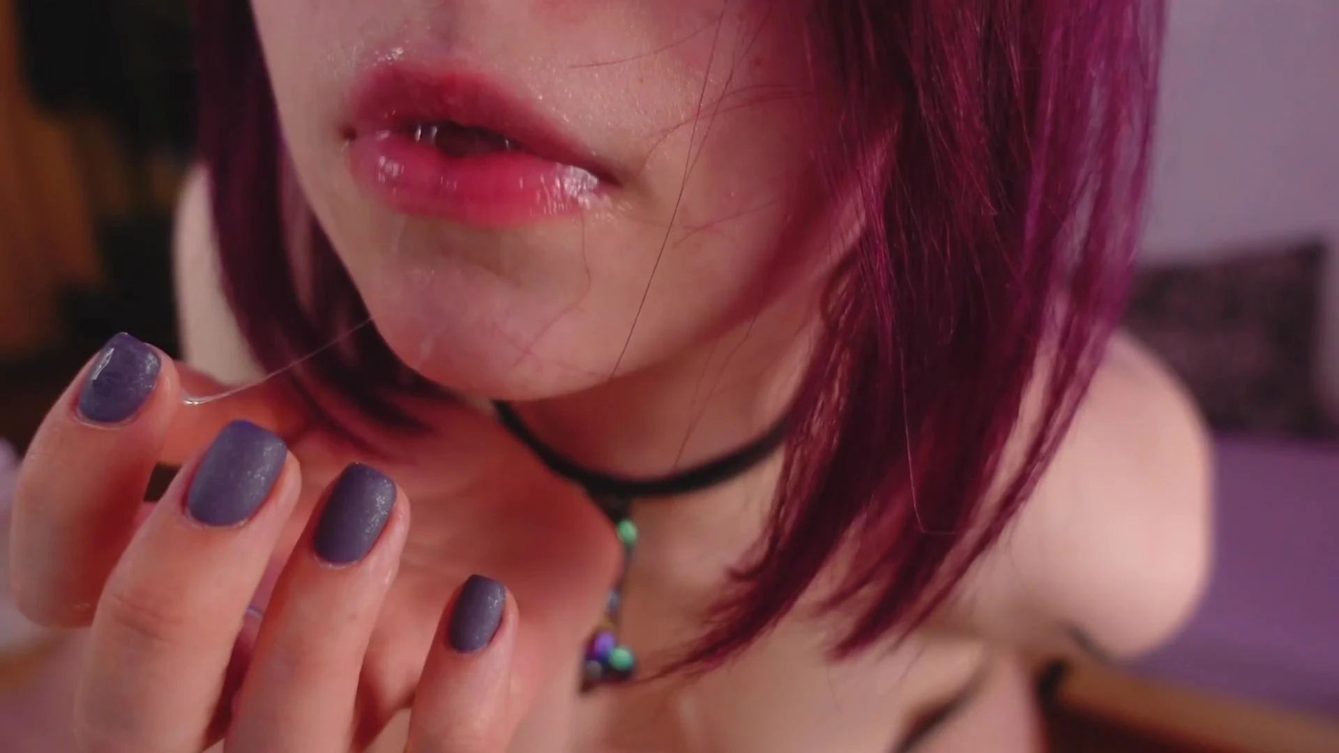 horny babe Vixenp sexy saliva play