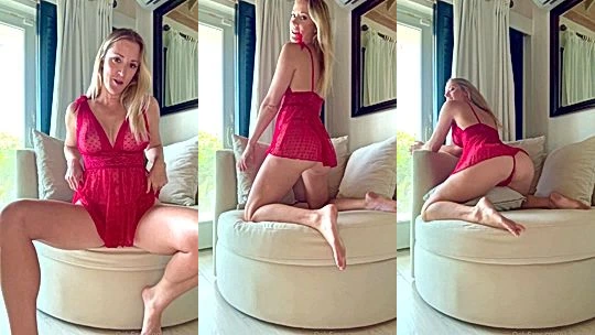 Vicky Stark pillow humping in her red night gown