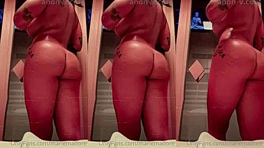Marie Madore teasing her big booty in the bathroom