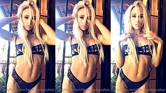 Lauren Dascalo showing off her black lingerie by the pool