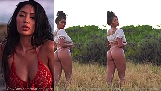 Marie Madore showing of her naked body outdoors