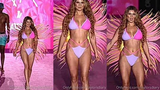 onlyfans babe Dare Taylor teasing her sexy bikini on the catwalk runway