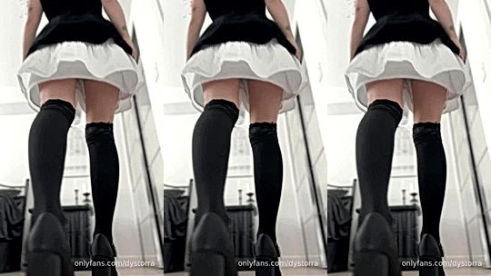 Dystorra teasing her up skirt bottom view