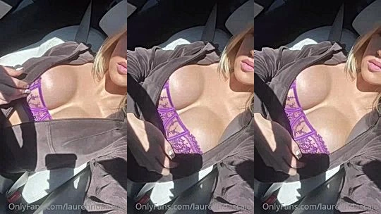 Lauren Dascalo teasing her purple lingerie under the sun