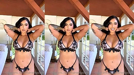 Marie Madore shaking her big tits in her sexy lingerie