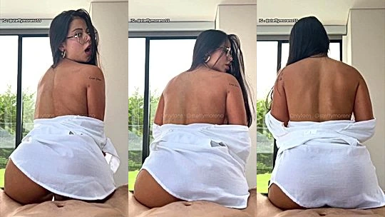 Steffy moreno teasing her big booty in her white see-through shirt