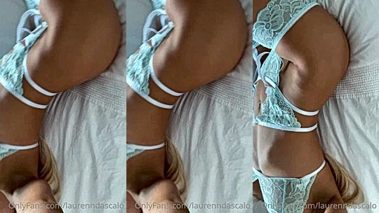 Lauren Dascalo teasing her new string lingerie in bed