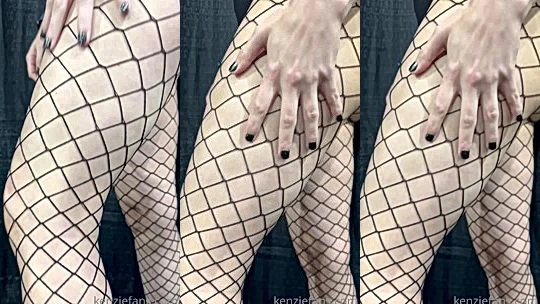 Kenzie Taylor teasing her side boobs and her fishnet leggings