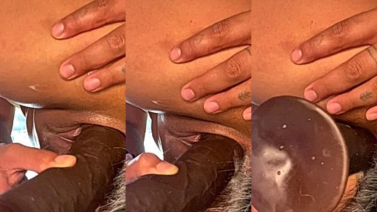 Mankoprincess black dildo fucking with a tail buttplug close-up