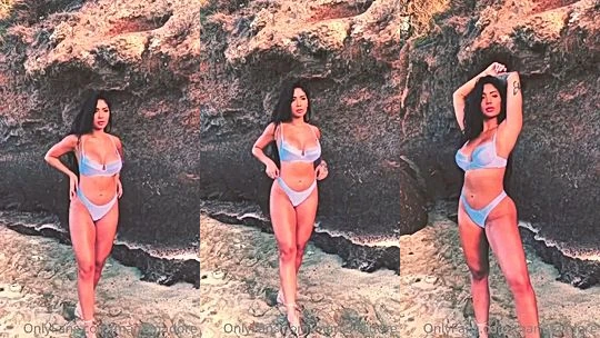 Marie Madore teasing her hot bikini body by the beach