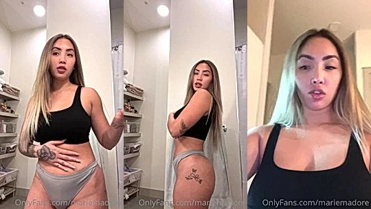 Marie Madore teasing her big tits while having dinner video leaked