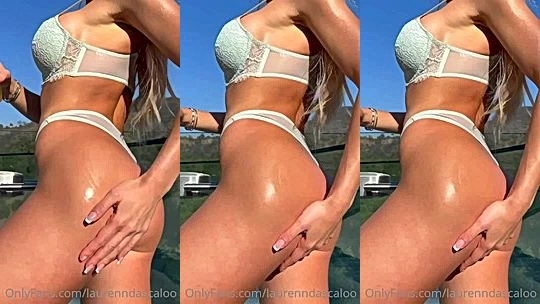 Lauren Dascalo teasing her naked booty in her sexy lingerie outdoors