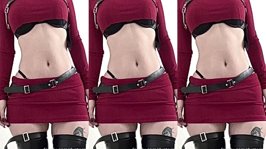 asina girl Dystorra teasing her sexy red cosplay