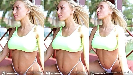 Lauren Dascalo teasing her green gym outfit outdoors