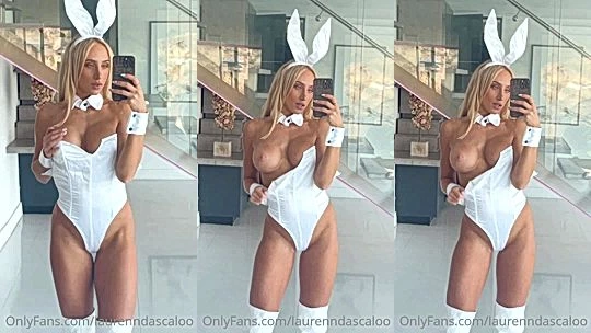 Lauren Dascalo teasing her sexy bunny suit topless