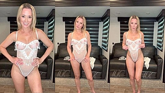 Vicky Stark showing off her sexy body in her see-through white gown