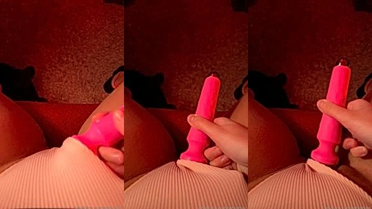 Whiptrax pink dildo naked pussy masturbation close-up