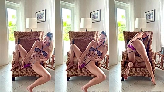 Vicky Stark teasing her hot body in her string lingerie