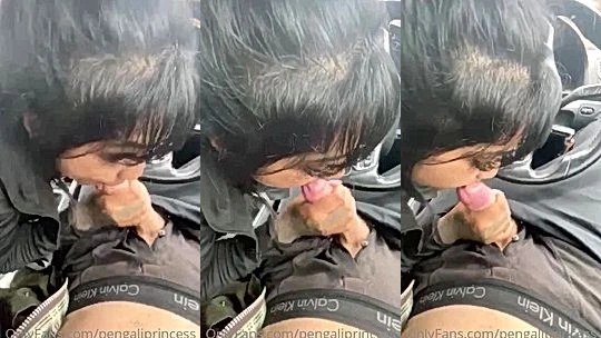 Yasmina Khan sucking a cock while the car is driving