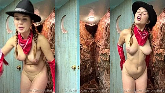 sexy cowgirl babe Dare Taylor teasing her naked body