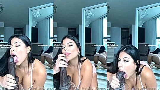 sexy babe Steffy moreno sucking on a black dildo video leaked