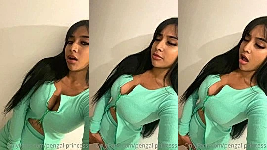 Yasmina Khan showing off her naked pussy in her green dress