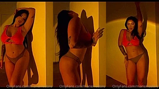 onlyfans Asian slut Marie Madore teasing her hot body in her lingerie