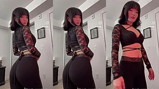 onlyfans Asian teen Dystorra teasing her sexy black outfit
