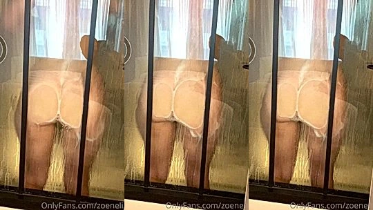 Zoeneli teasing her big booty on the bathroom glass door