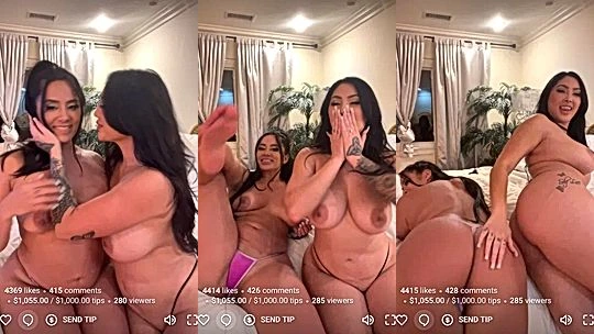 Marie Madore two naked lesbian sluts playing during livestream
